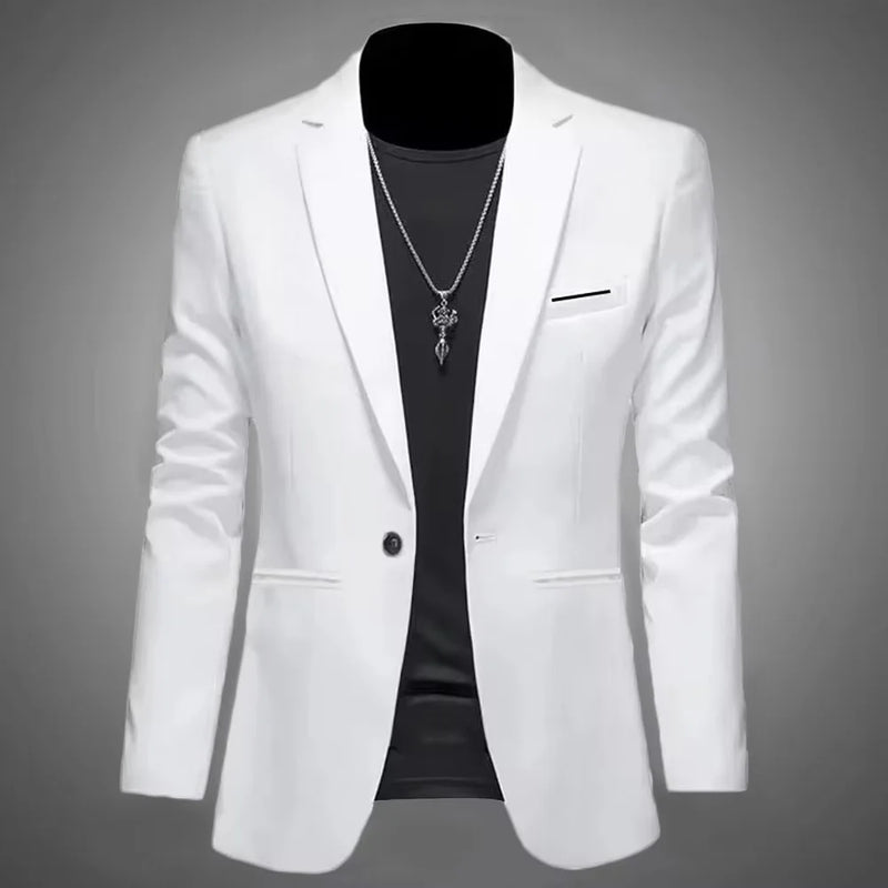 Men’s Trendy Leisure Boutique Suit Jacket, Autumn Casual Business Blazer, Slim Fit Non-Iron Single Button Formal Shirt