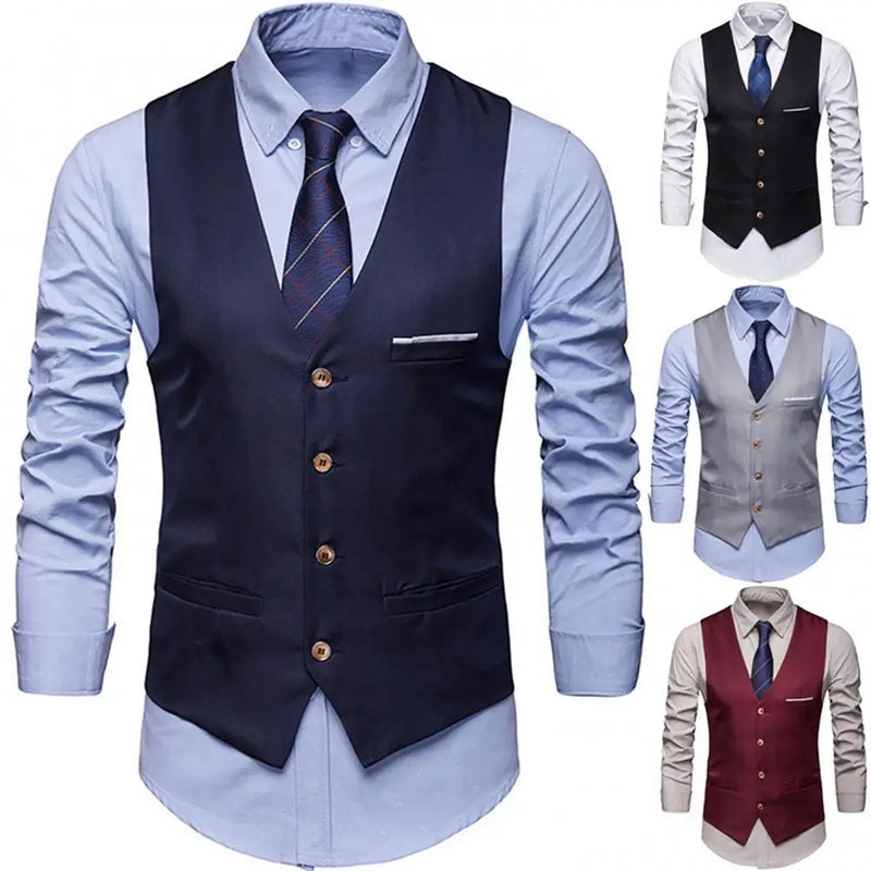 Dress Vests for Men, Slim Fit Suit Vest, Male Waistcoat Gilet Homme, Casual Sleeveless Formal Business Vest, Chaleco Hombre