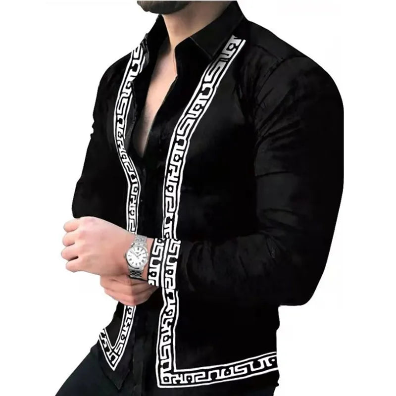 Men’s Autumn Clothing, European and American Streetwear, Casual Fashion Printed Tops
