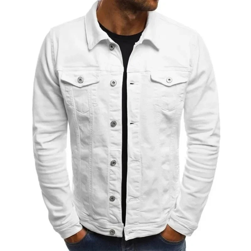 Men’s Hip-Hop Denim Jacket, Streetwear Slim Cotton Jeans Coat, Cowboy Style Brand