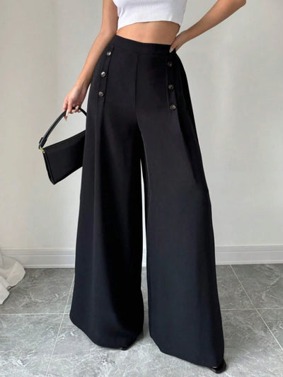 Fashionable Elegant High Waist Wide Leg Pants for Women – Spring & Summer Style Long Trousers with Sophisticated Look