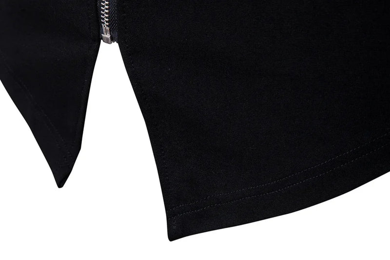 Men’s Fashion Jacket, Spring Stand-Up Neck Slim Fit, Knitted Shirt Panel with Leather Details, Stylish Casual Outerwear
