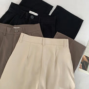 High Waist Women’s Suit Pants – Korean Fashion Straight Office Trousers, Casual Loose Fit
