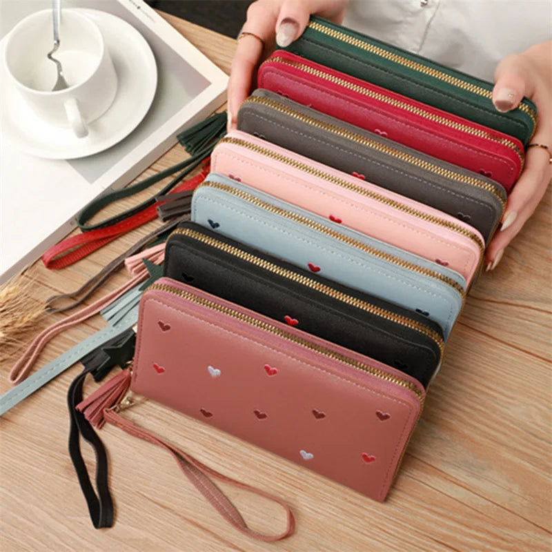 Women Long Wallets Purses Luxury Love Heart Wallets for Ladies Girl