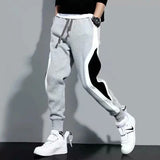 Men’s Sports Pants, Spring Autumn Loose-Fitting Leggings, Patchwork Running & Training Casual Pants, Fashion Outfit Trousers