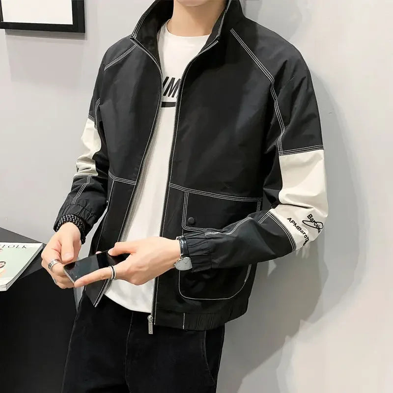 Men’s Trendy Coat, Spring Autumn Aesthetic High-Quality Vintage Jacket, Casual Fashion Outerwear, Stylish Comfortable Clothing