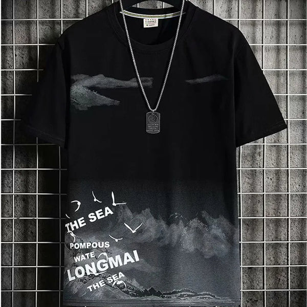 Men’s Trendy Summer Suit, Short Sleeve Tee and Shorts Set, 2-Piece Casual Gym Outfit, Student Tracksuit