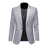 Men’s Trendy Leisure Boutique Suit Jacket, Autumn Casual Business Blazer, Slim Fit Non-Iron Single Button Formal Shirt