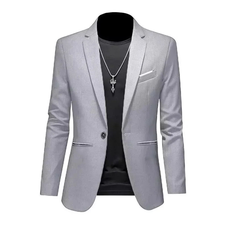 Men’s Trendy Leisure Boutique Suit Jacket, Autumn Casual Business Blazer, Slim Fit Non-Iron Single Button Formal Shirt