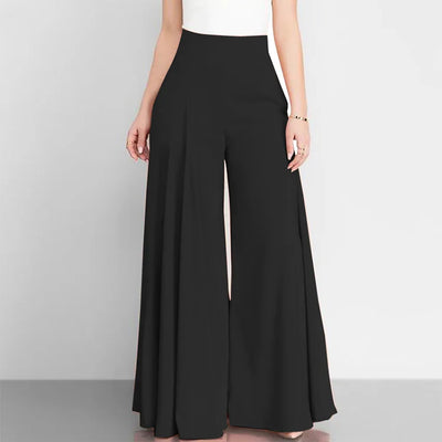 Women’s High Waist Wide Leg Pants – Elegant Casual Office Wear, Solid Loose Long Trousers