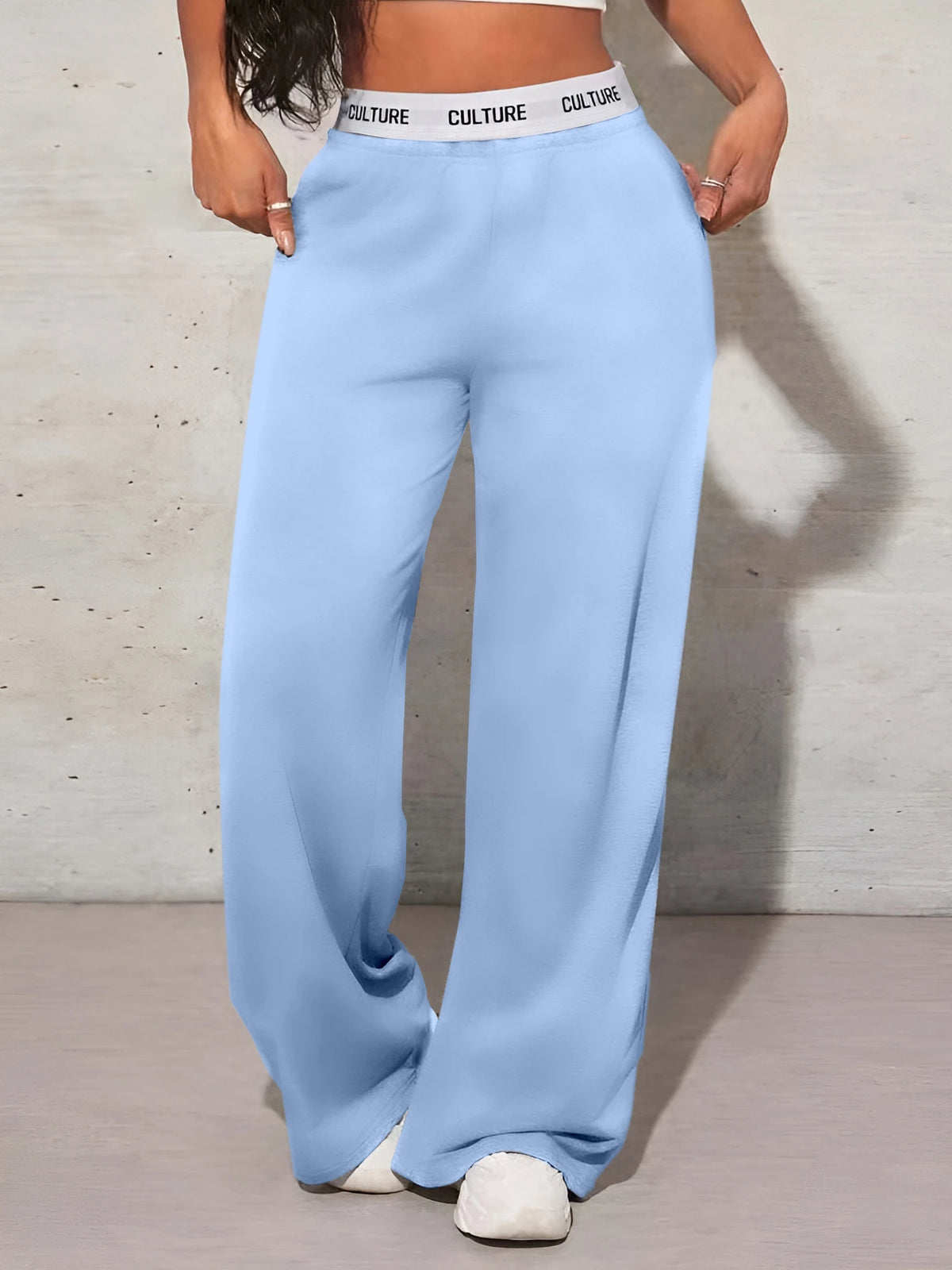 Women’s High-Waist Wide Leg Pants – Casual Solid Color Autumn Daily Wear