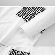Men’s Geometric Printed Shirt, Long Sleeve Slim Fit, Luxury Party & Business Dress Shirt