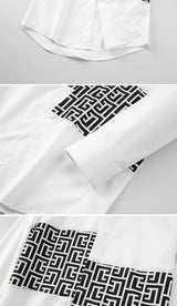 Fashion Geometric Printed Shirts Men’s Long Sleeve Luxury Social Shirt Slim Fit Banquet Party Business Dress Shirts Men Clothing