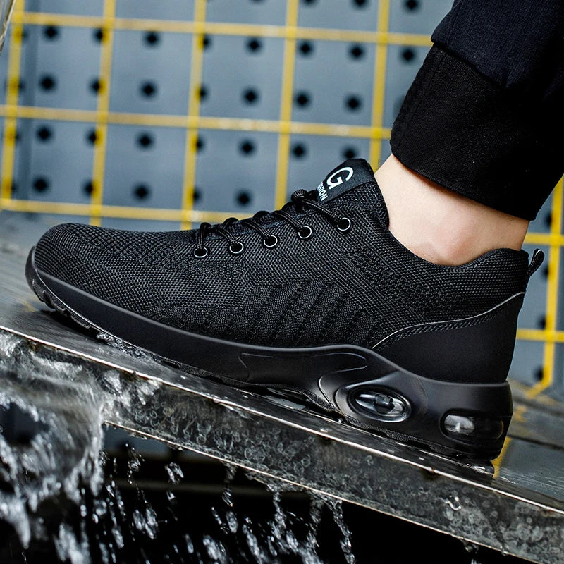 Safety Shoes for Men and Women, Breathable Work Sports Footwear, Steel Toe, Puncture-Resistant Protective Shoes