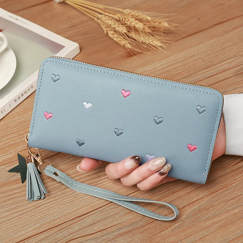 Women Long Wallets Purses Luxury Love Heart Wallets for Ladies Girl
