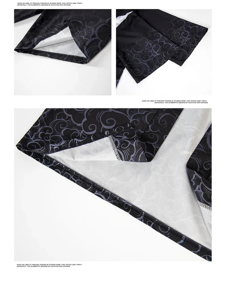 Men’s and Women’s Traditional Clothing, Black Skeleton Streetwear, Samurai Style Outfit