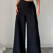 Fashionable Elegant High Waist Wide Leg Pants for Women – Spring & Summer Style Long Trousers with Sophisticated Look