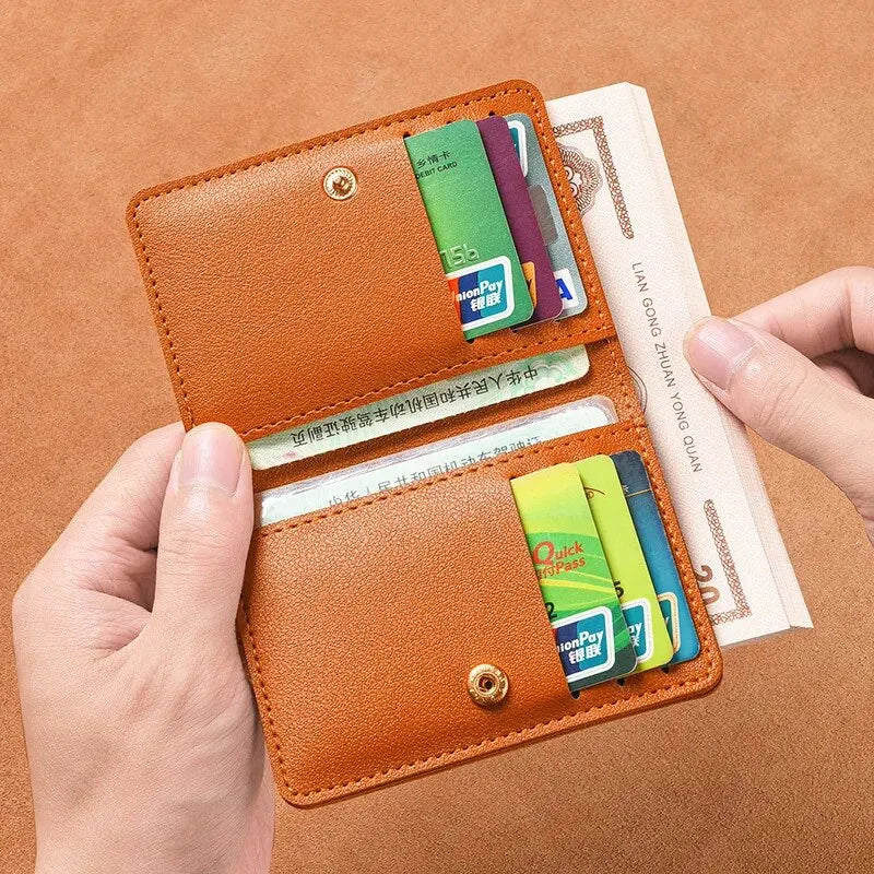 Men’s and Women’s Classic Designer PU Leather Wallet, Small Short Simple Purse