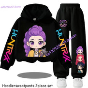 Kid Cloth KPop Demon Hunters Children's Hoodie Set with Boys' Casual Sports Shirt and Two Tone Girls' Soft and Comfortable Pants