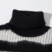 Men’s High Street Hip-Hop Loose Jacquard Turtleneck Sweater