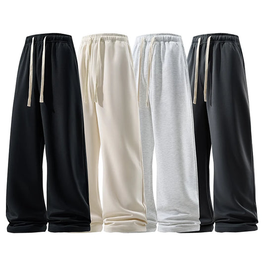 Men’s Wide Leg Sweatpants – Casual Breathable Loose Straight Trousers with Elastic Drawstring Waist