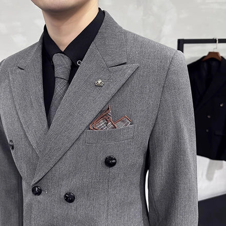 Men’s Wedding Suit – Double-Breasted Blazer & Pants, Formal Business Office Fashion Outfit