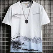 Men’s Trendy Summer Suit, Short Sleeve Tee and Shorts Set, 2-Piece Casual Gym Outfi