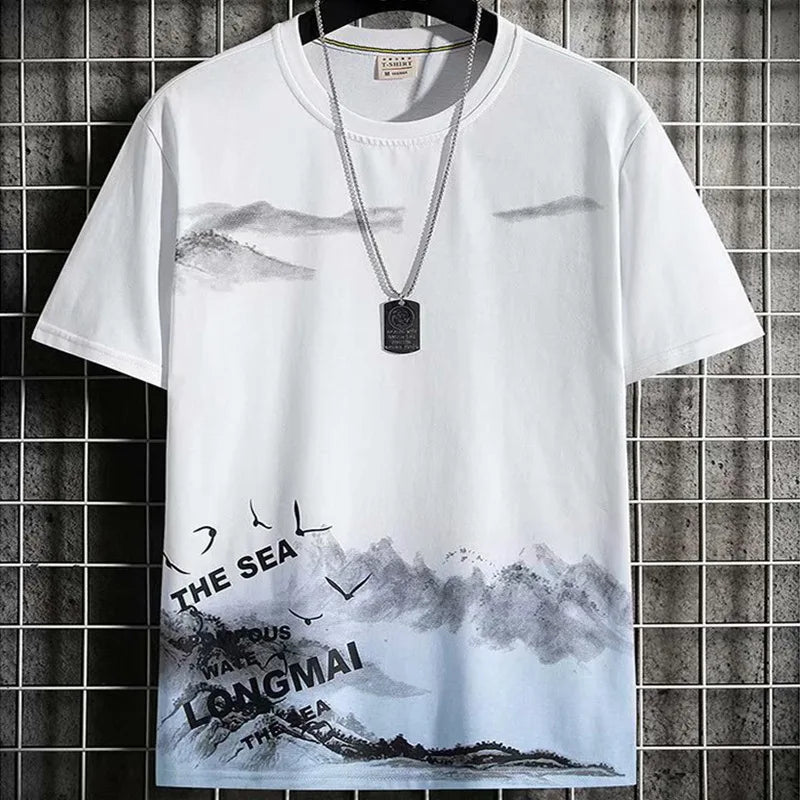 Men’s Trendy Summer Suit, Short Sleeve Tee and Shorts Set, 2-Piece Casual Gym Outfit, Student Tracksuit
