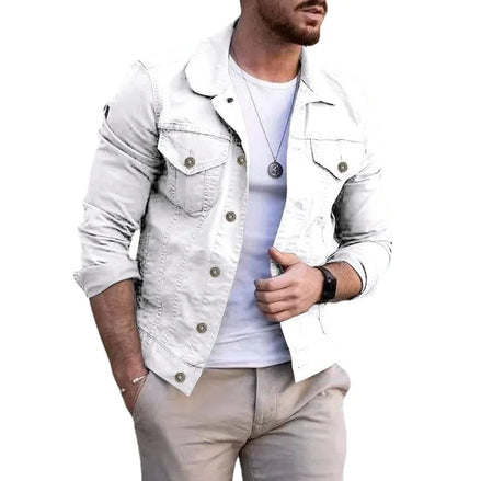 Hip-Hop Men’s Denim Jacket, Streetwear Slim Cotton Jeans Coat, Casual Cowboy Jacket