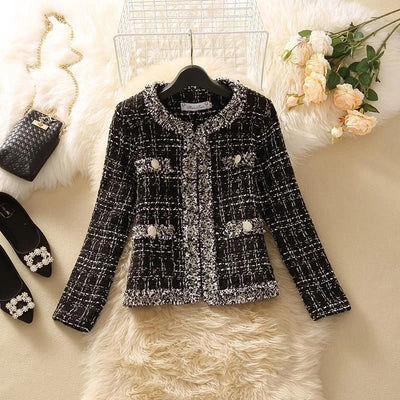 Women’s Spring Jacket, Short Trendy Tweed Coat, Elegant Joker Style Cardigan, Chic Small Design
