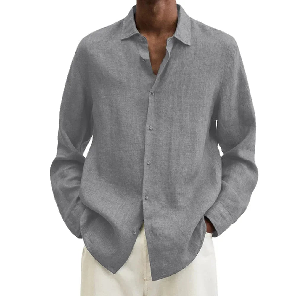 Men’s Casual Long Sleeve Shirt, Loose Lapel Top, Autumn Streetwear Fashion