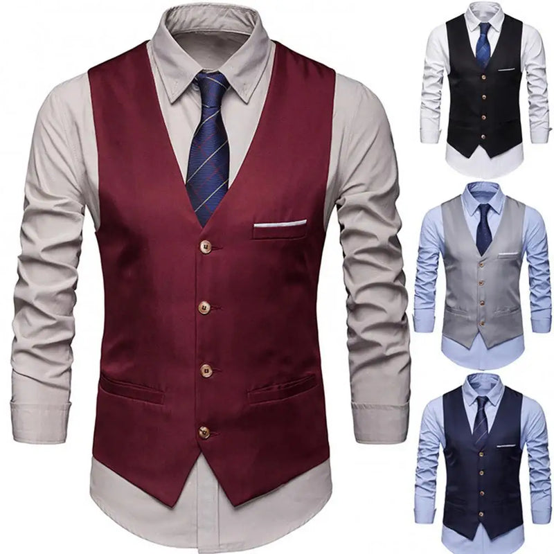 Dress Vests for Men, Slim Fit Suit Vest, Male Waistcoat Gilet Homme, Casual Sleeveless Formal Business Vest, Chaleco Hombre