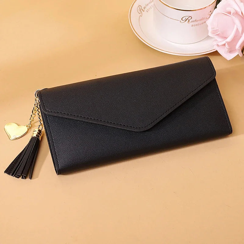 Fashion Women Wallets Simple Zipper Purses Black White Gray Red Long Section