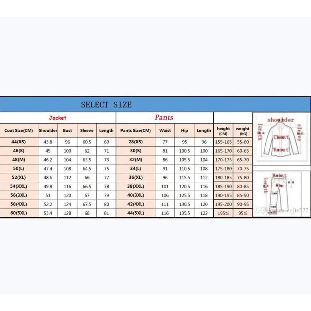 Fashion Men Suits Jacket Pant High Quality Fashion Collar Business Formal Occasion