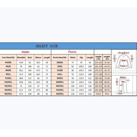 Fashion Men Suits Jacket Pant High Quality Fashion Collar Business Formal Occasion