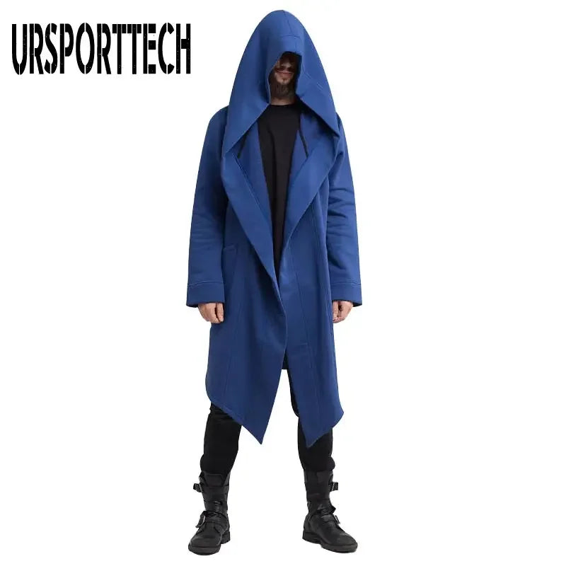 Men’s Winter Hooded Jacket, Casual Long Windbreaker, Oversized Trench Coat for Cold Weather