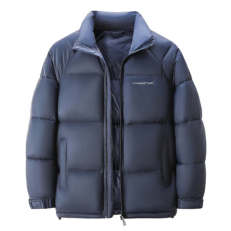 Fashion Branded Cotton Padded Jacket, Winter Parka, Loose Fit Outerwear Coat for Men and Women, Casual Couple Style