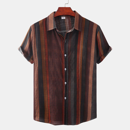 Summer Men's Clothing Printing Casual Retro Shirt Men